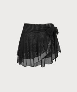 Black Ruffled Mesh Cover-up