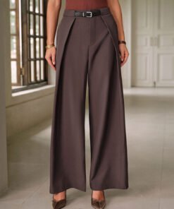 Coffee Natural Waisted Pocket Casual Pants