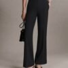Black Button Pockets Straight Pants